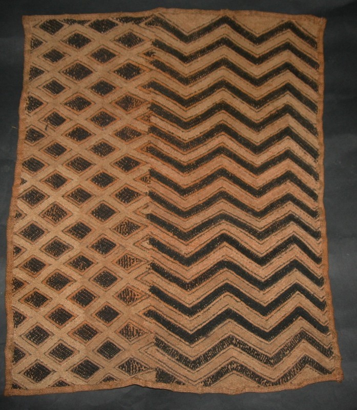Kuba Raffia Shoowa Cloth Kasai Velvet Tribal Geometric Congo DRC VTG 15″ X 19″