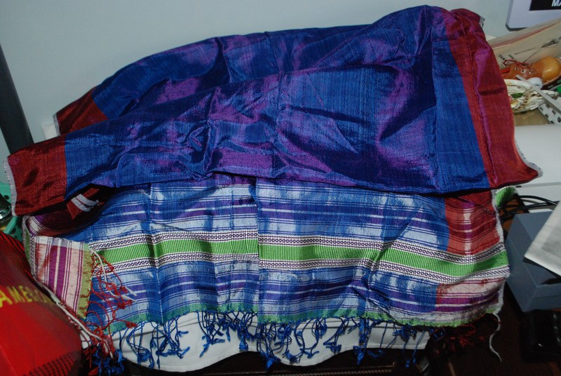 African hand made cloth scarf shawl 54" X 6" MULTI COLOR