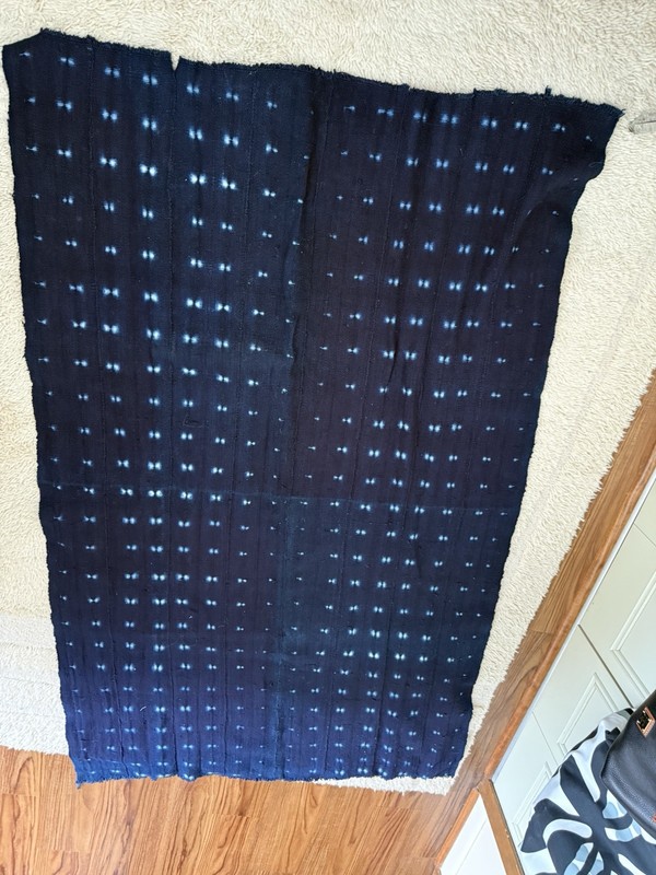 African Mudcloth, Indigo Dyed 65×42”