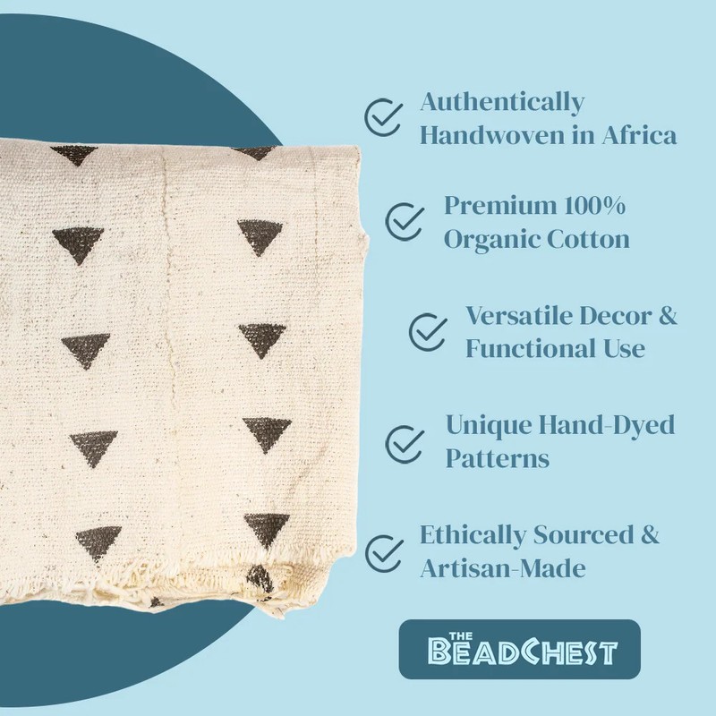 White Bogolan Mali Mud Cloth Arrow Design African Black and White Cotton gallery