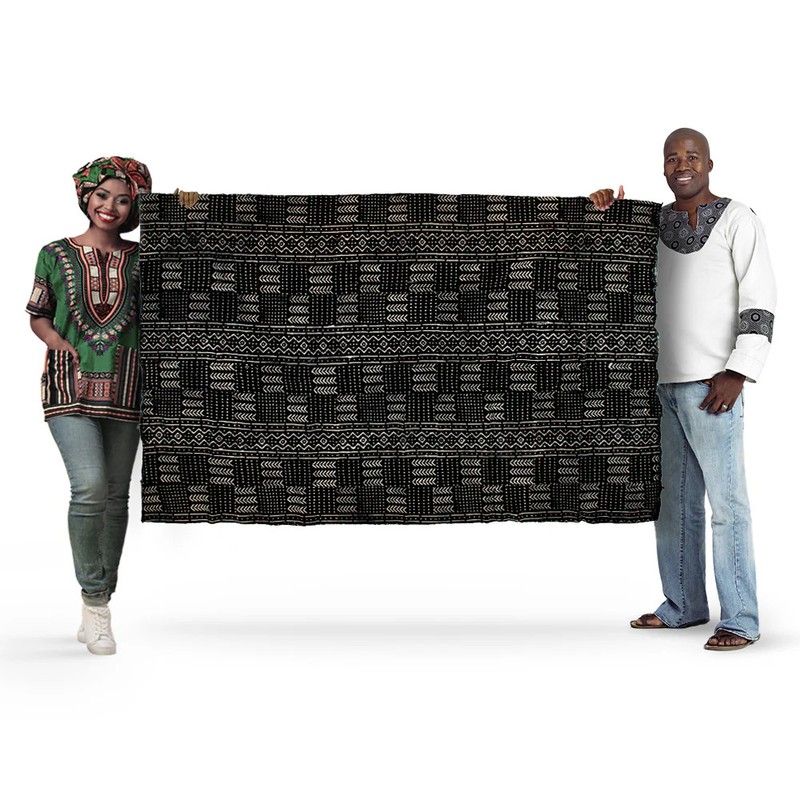 Ebony Black Bogolan Mali Mud Cloth Mande Design African Black and White Cotton gallery