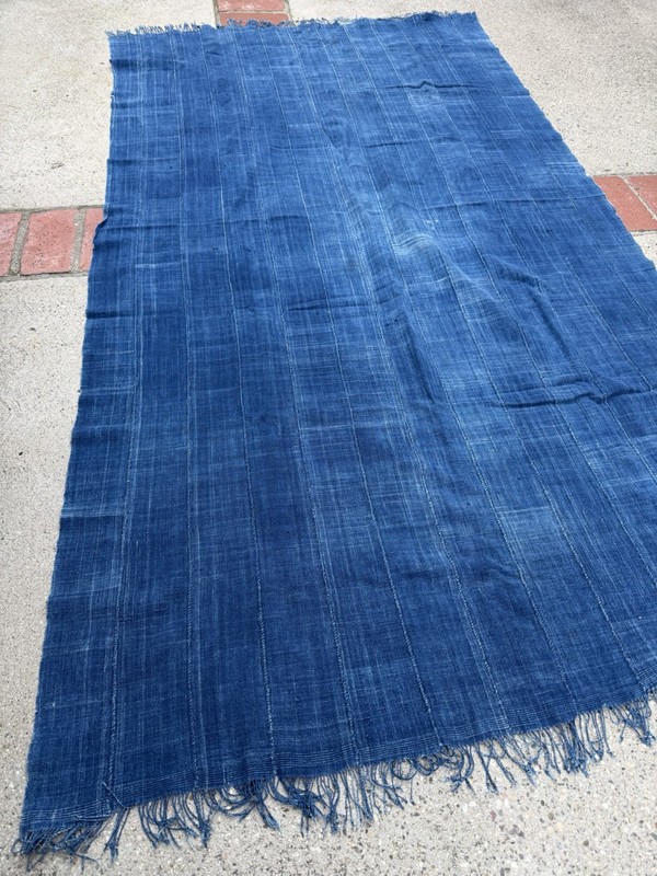 Vintage African Indigo Denim Mossi Mudcloth 79”L x 43”W Textile Throw | No. 169 gallery