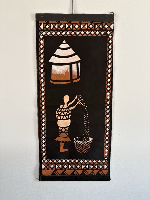 African Batik Art Cloth Unframed, 12x36 Inches From Zimbabwe