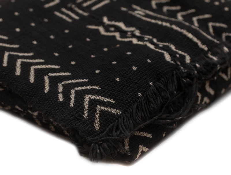Ebony Black Bogolan Mali Mud Cloth Kolokani Design African Black and White gallery