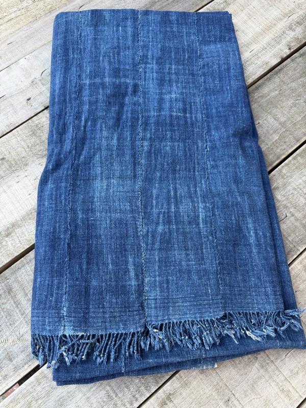 Vintage African Indigo Denim Mossi Mudcloth 80” L x 40” W Textile | No. 177 gallery