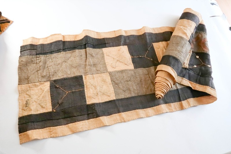 NEW Vintage African Kuba Dance Skirt 156x23 Raffia Textile Cowrie Shell Applique gallery