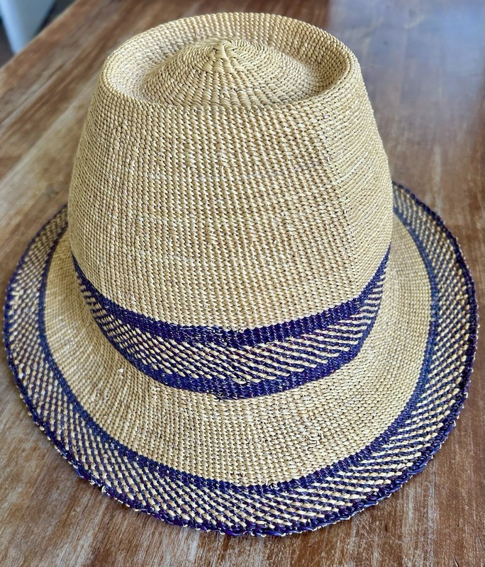 Vintage Authentic Handwoven Bolga Fedora Grass Hat West Africa gallery