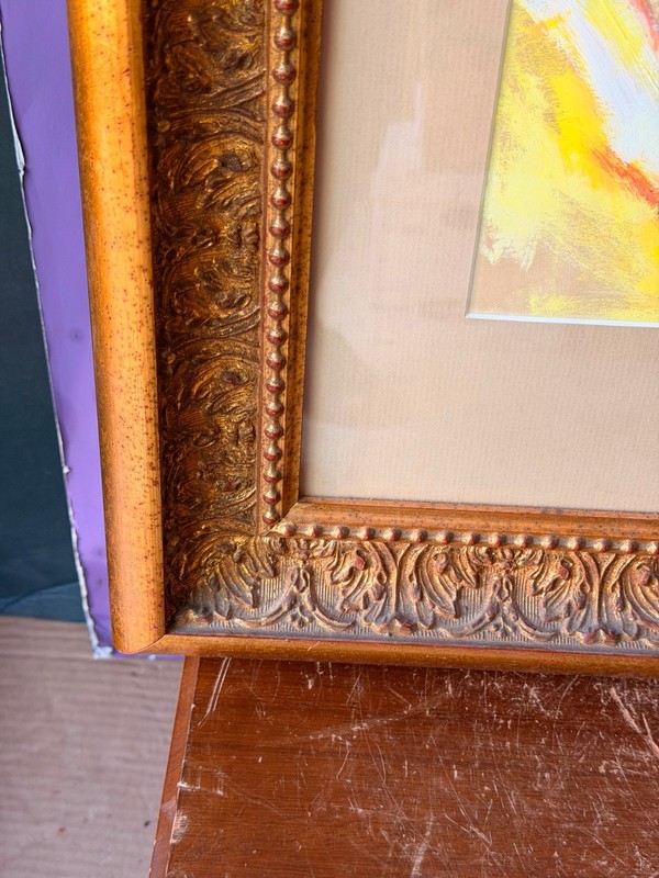 Vintage Framed Clown Painting Signed J. Martel | Mid-Century Folk Art 29x23 gallery