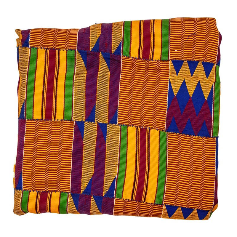 African Ashanti Kente Cloth #14884 Ghana Multicolor Cotton Handmade