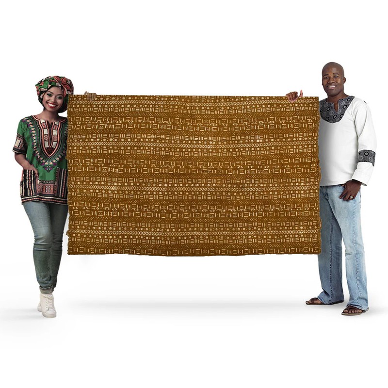 Caramel Brown Bogolan Mali Mud Cloth Bamako Design African Cotton Handmade gallery