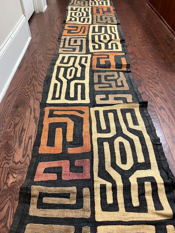 genuine 10 feet African (Congo) Kuba Raffia cloth fabric, natural woven handmade