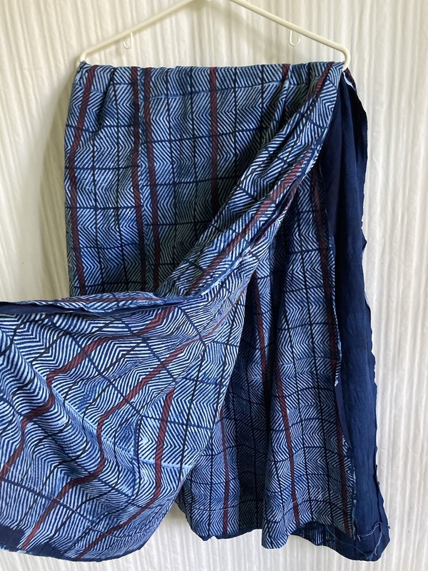 ADIRE CLOTH 72” x 70” Indigo BATIK Artisan Created Cotton Textile