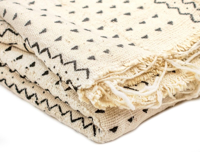 White Bogolan Mali Mud Cloth Nioro Design African Black and White Cotton gallery