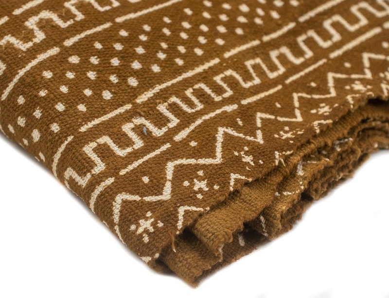 Caramel Brown Bogolan Mali Mud Cloth Troungoumbe Design African Cotton Handmade gallery