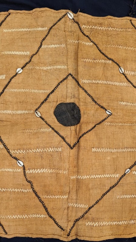 Vintage African Kuba Showa Bark Cloth Handstitched Raffia Textile 22x41 inches gallery