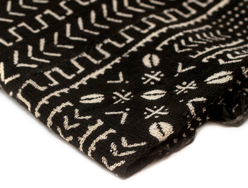Ebony Black Bogolan Mali Mud Cloth Koro Design African Black and White Cotton gallery