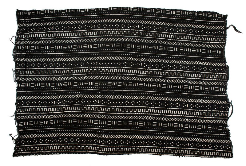 Ebony Black Bogolan Mali Mud Cloth Bandiagara Design African Black and White gallery