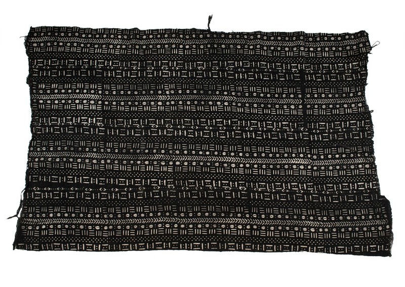 Ebony Black Bogolan Mali Mud Cloth Somankidi Design African Black and White gallery