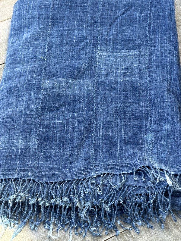 Vintage African Indigo Denim Mossi Mudcloth 73” L x 46” W Textile | No. 135 gallery