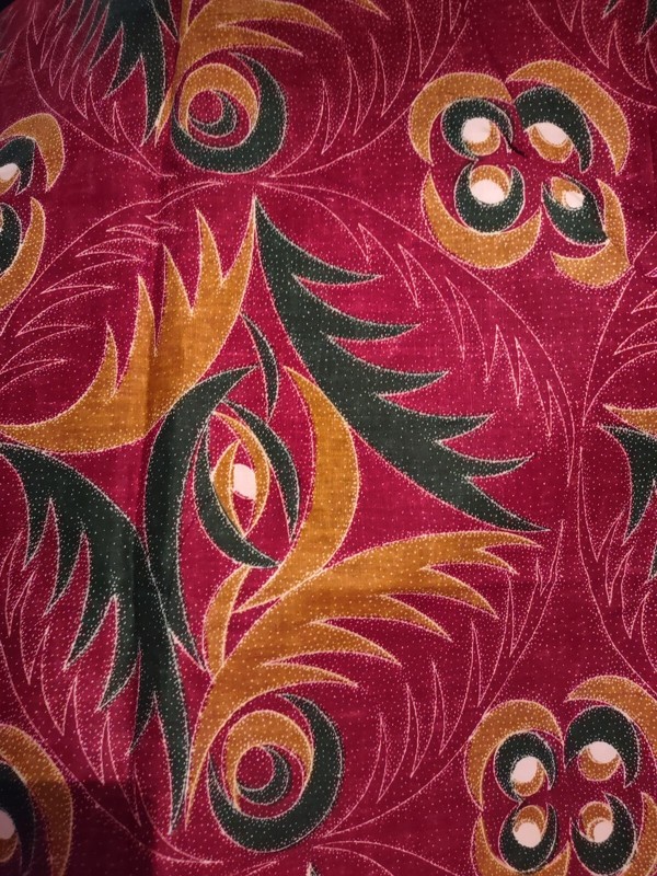 Vintage African Ankara Wax Print Cloth, 100% Cotton 206" x 45" gallery