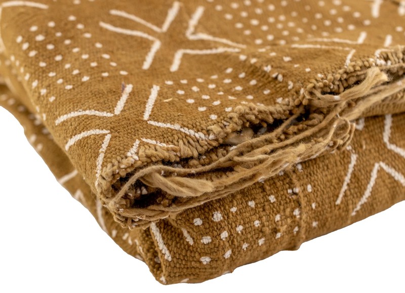 Caramel Brown Bogolan Mali Mud Cloth Dotted Cross Design African Cotton Handmade gallery