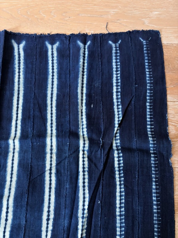 Vintage African Indigo Denim Shibori Mudcloth Fabric 59” L x 38" W Textile 1192 gallery