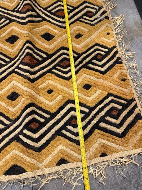 African Kuba Raffia Velvet Textile Kasai Congo Geometric Wall Art 26x26 VTG gallery