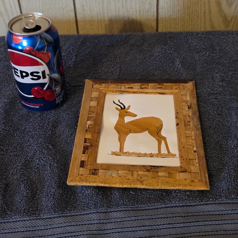 Vintage Gazelle African Kenya woven Hand Painted Art Made In Kenya "1 of a kind"