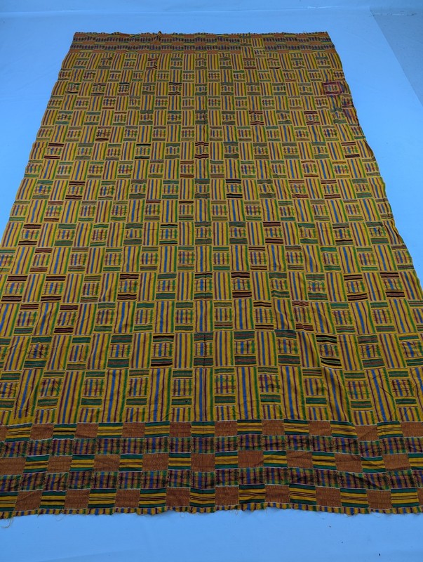 Vintage African Handwoven Patchwork Ghanaian Multicolor Kente Cloth 126x78in