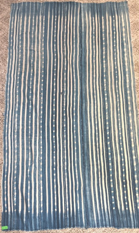 AFRICAN COTTON TEXTILE BLUE INDIGO STRIPWOVEN DOGON CAPE WRAP SKIRT CLOTHING gallery