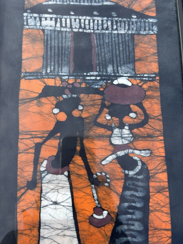 12x22 In. Framed African Batik Screen Print Swaziland Africa gallery