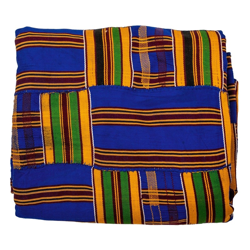 African Ashanti Kente Cloth #14886 Ghana Multicolor Cotton Handmade