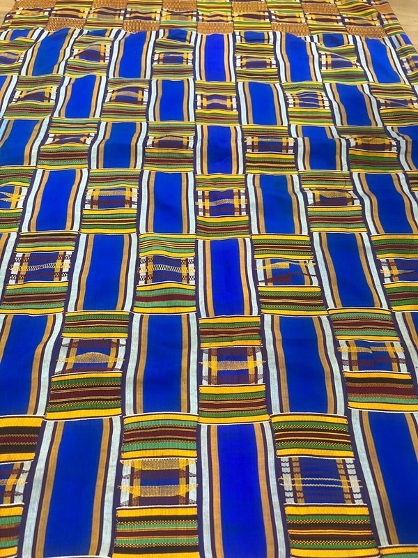 Vintage large African kente Ashanti hand woven cloth 120' X 80" African Art Deco gallery