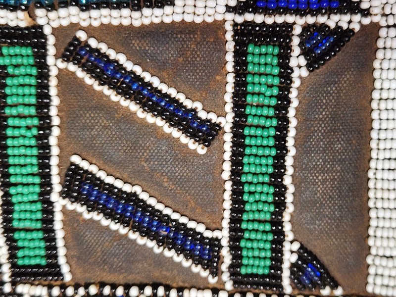 Vintage African Bead work panel 15 x 13" on oil Canopy Heavy Cloth 52w6 aa gallery