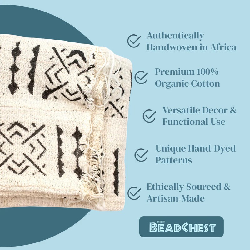 White Bogolan Mali Mud Cloth Target Design African Black and White Cotton gallery