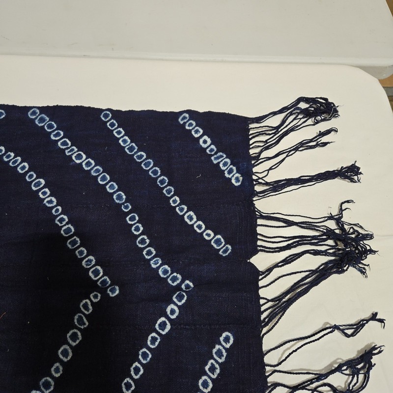 African Textile Art Cloth | Blue Geometric Pattern | 54 x 23 inches gallery