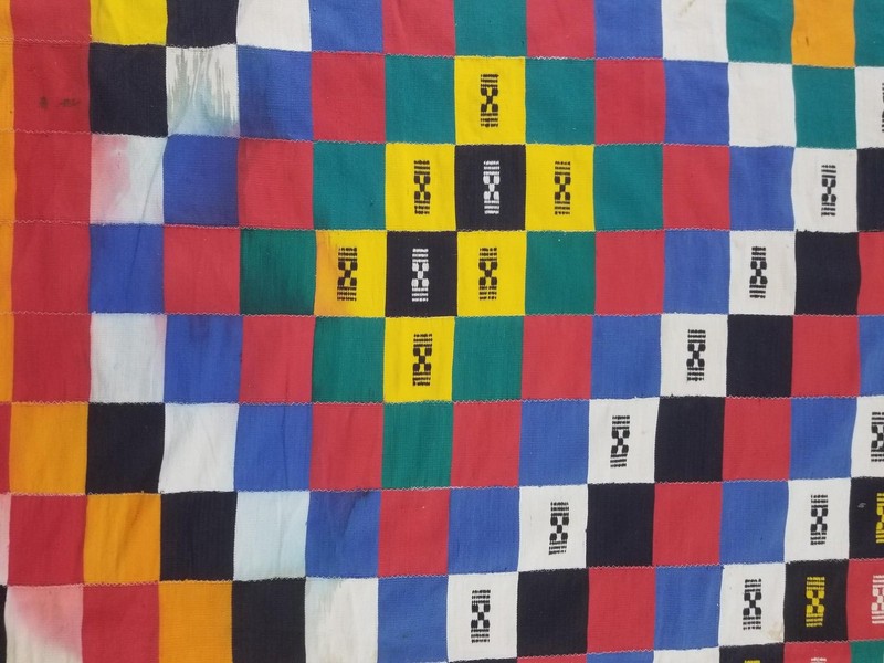 Vintage African Ewe Kente Cloth Handwoven & Patchwork Ghananian Textile 86x53in gallery