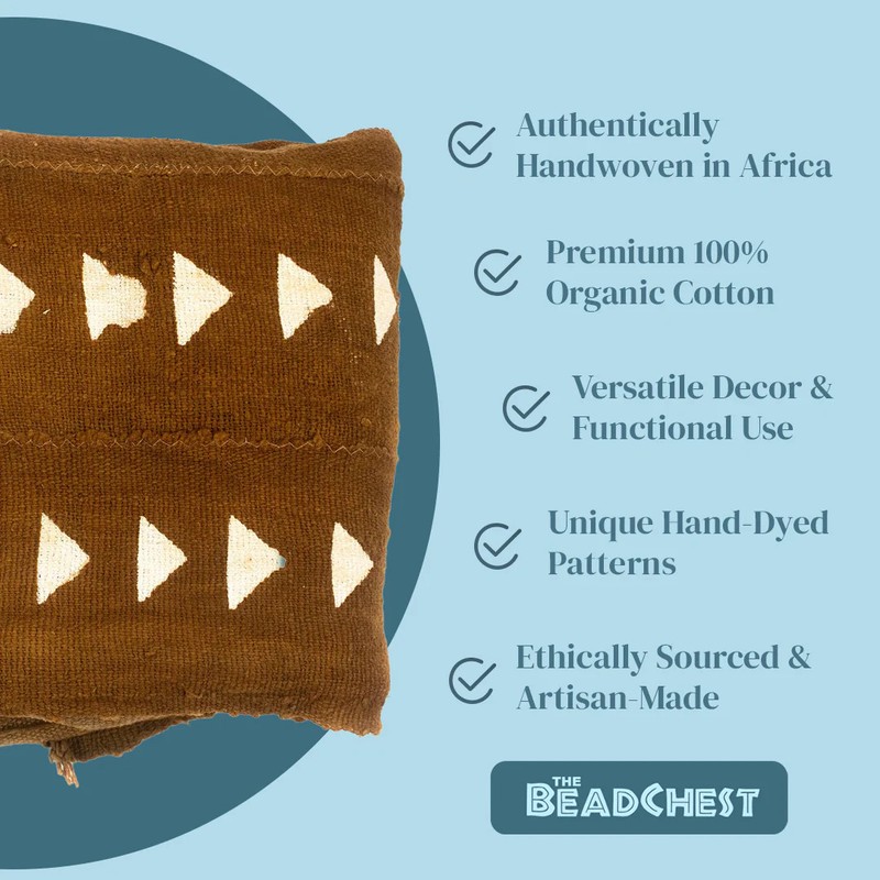 Caramel Brown Bogolan Mali Mud Cloth Arrow Design African Cotton Handmade gallery