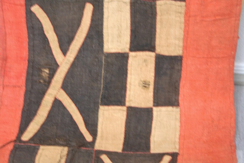 Kuba Cloth African Tapestry Raffia Congo Fabric, Rare Textile VTG Long 14+feet gallery