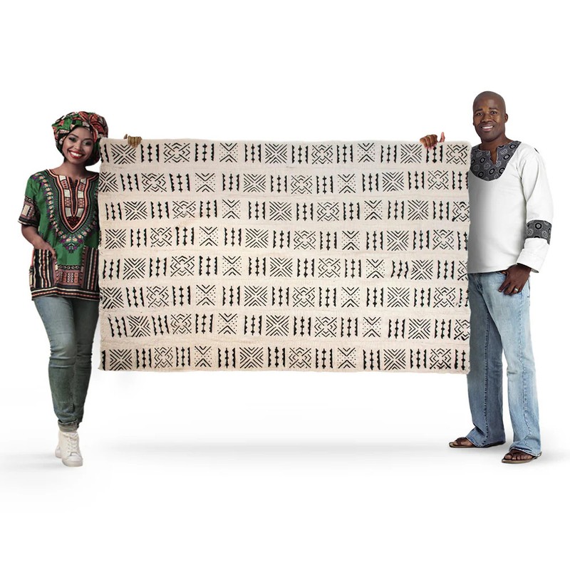 White Bogolan Mali Mud Cloth Target Design African Black and White Cotton gallery