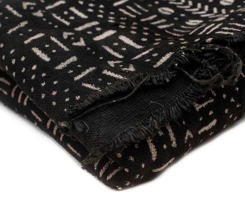 Ebony Black Bogolan Mali Mud Cloth Somankidi Design African Black and White gallery