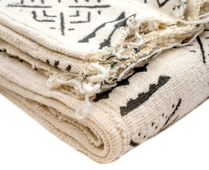 White Bogolan Mali Mud Cloth Target Design African Black and White Cotton gallery