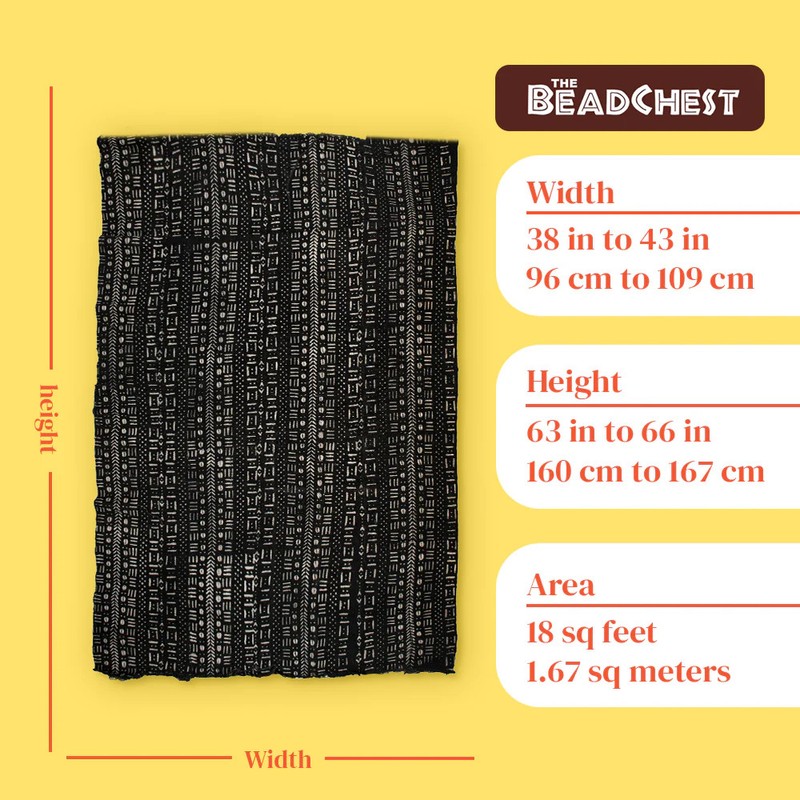 Ebony Black Bogolan Mali Mud Cloth Somankidi Design African Black and White gallery