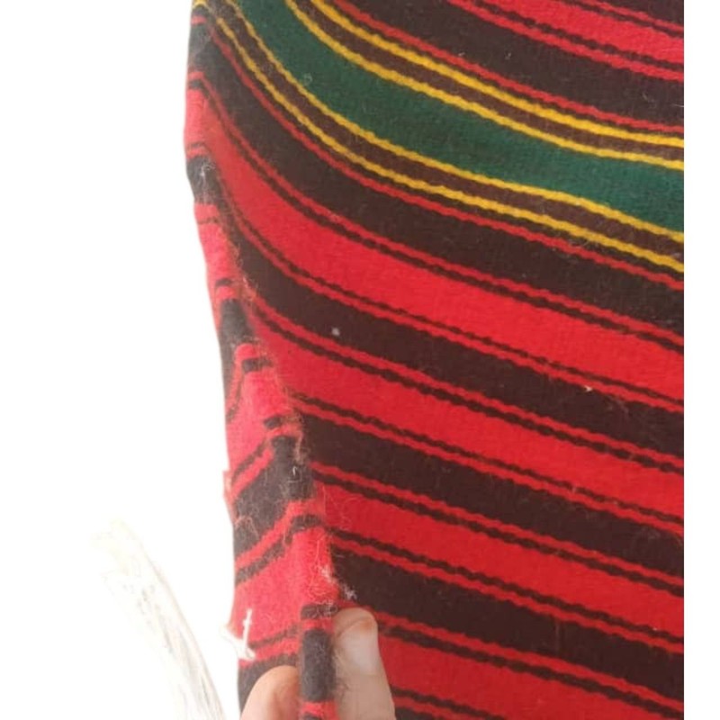 Vintage Handmade Ghardaia Wool Textile 35x35cm Red Striped Saharan Berber Woven gallery