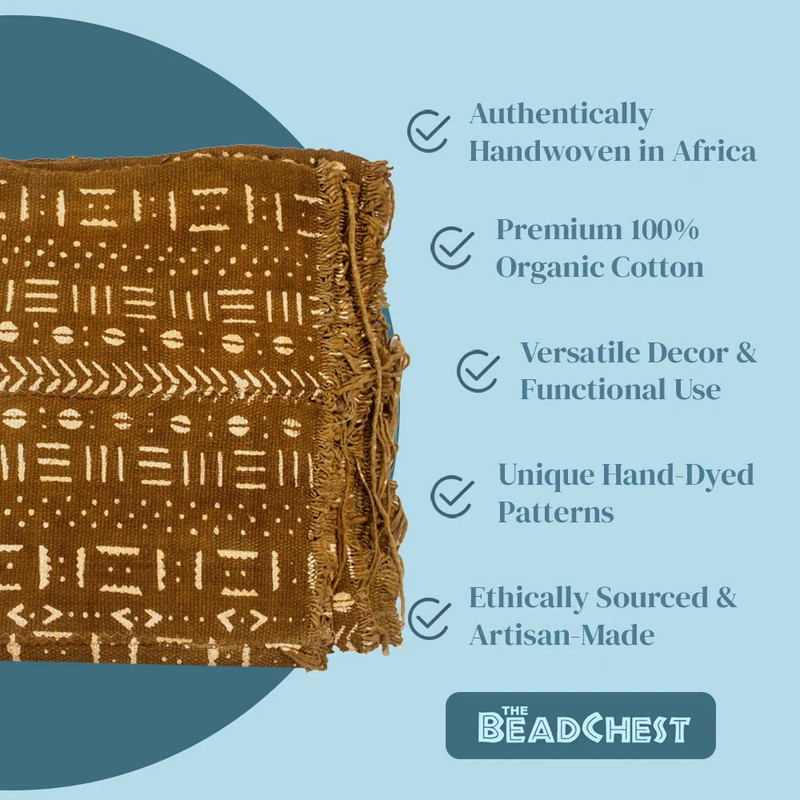 Caramel Brown Bogolan Mali Mud Cloth Bamako Design African Cotton Handmade gallery