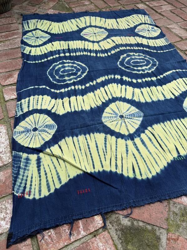 Vintage African Indigo Baule Tie Dye Mudcloth 59” L x 40” W Textile | No. 143 gallery