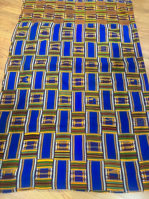Vintage large African kente Ashanti hand woven cloth 120' X 80" African Art Deco gallery