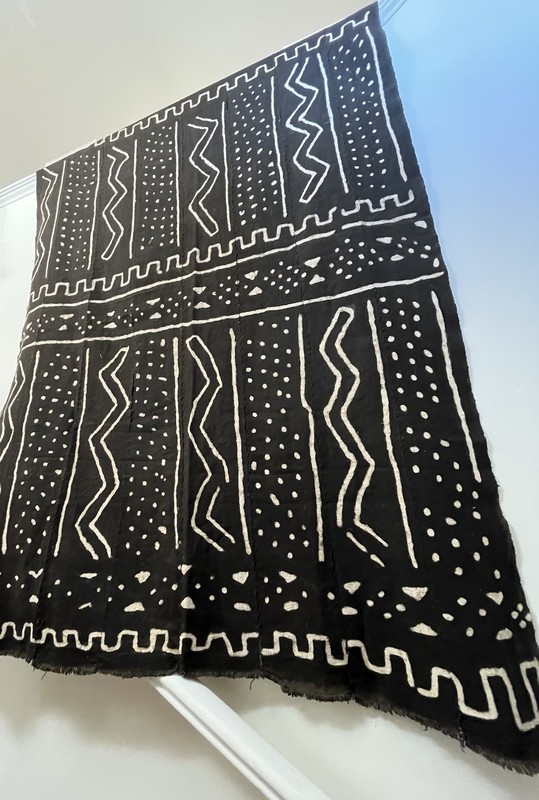 Ebony Black Bogolan Mali Mud Cloth Segou Design African Black and White Cotton gallery