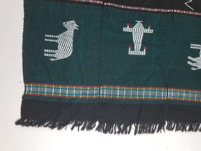 Vintage African Souvenir Tribal Animal Pattern Fringed Textile 63x44in gallery