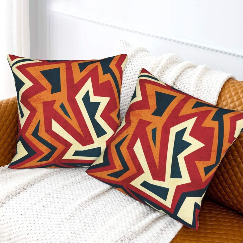 Set of 2 Boho African Pillow Covers 18 x 18Inches Aztec Ethnic Geometric Squa... gallery